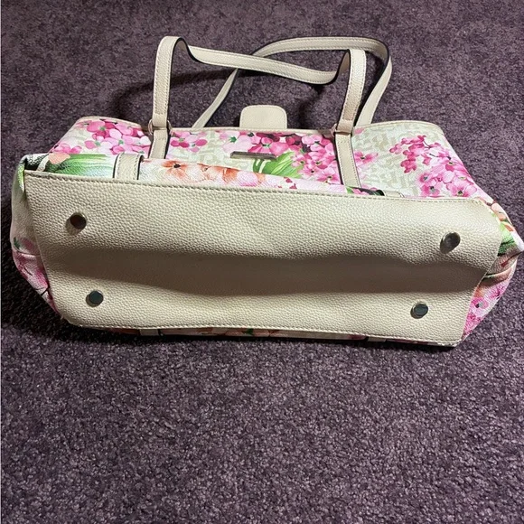 Dana Bachman Vegan Leather Floral Women's Tote Bag Top Snap Interior Zippers - Picture 3 of 7